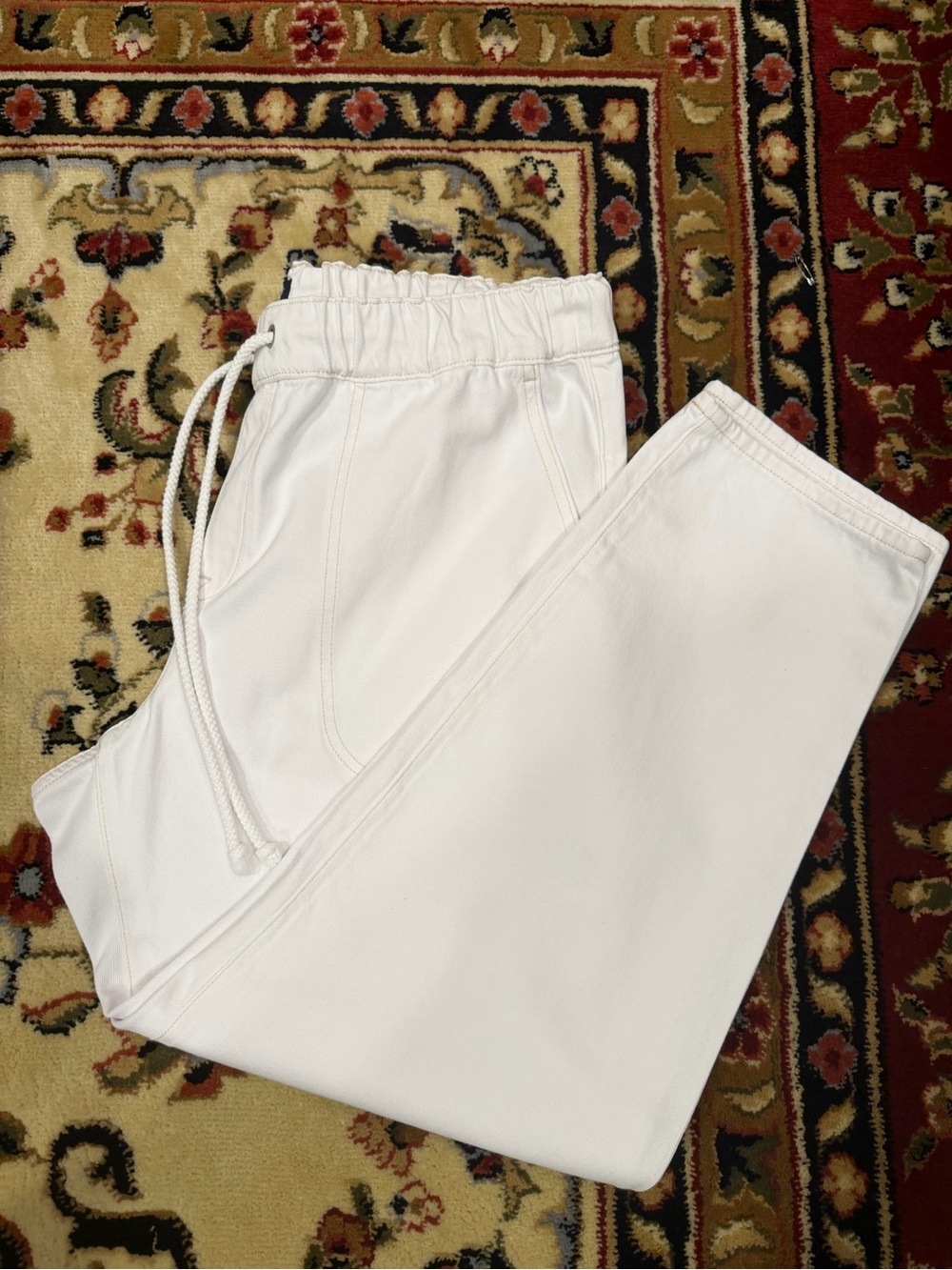 J.Crew White Drawstring Jeans Straight Leg - Picture 6 of 7